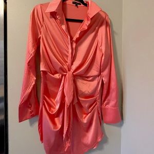 Pink Long Sleeve Mini Dress